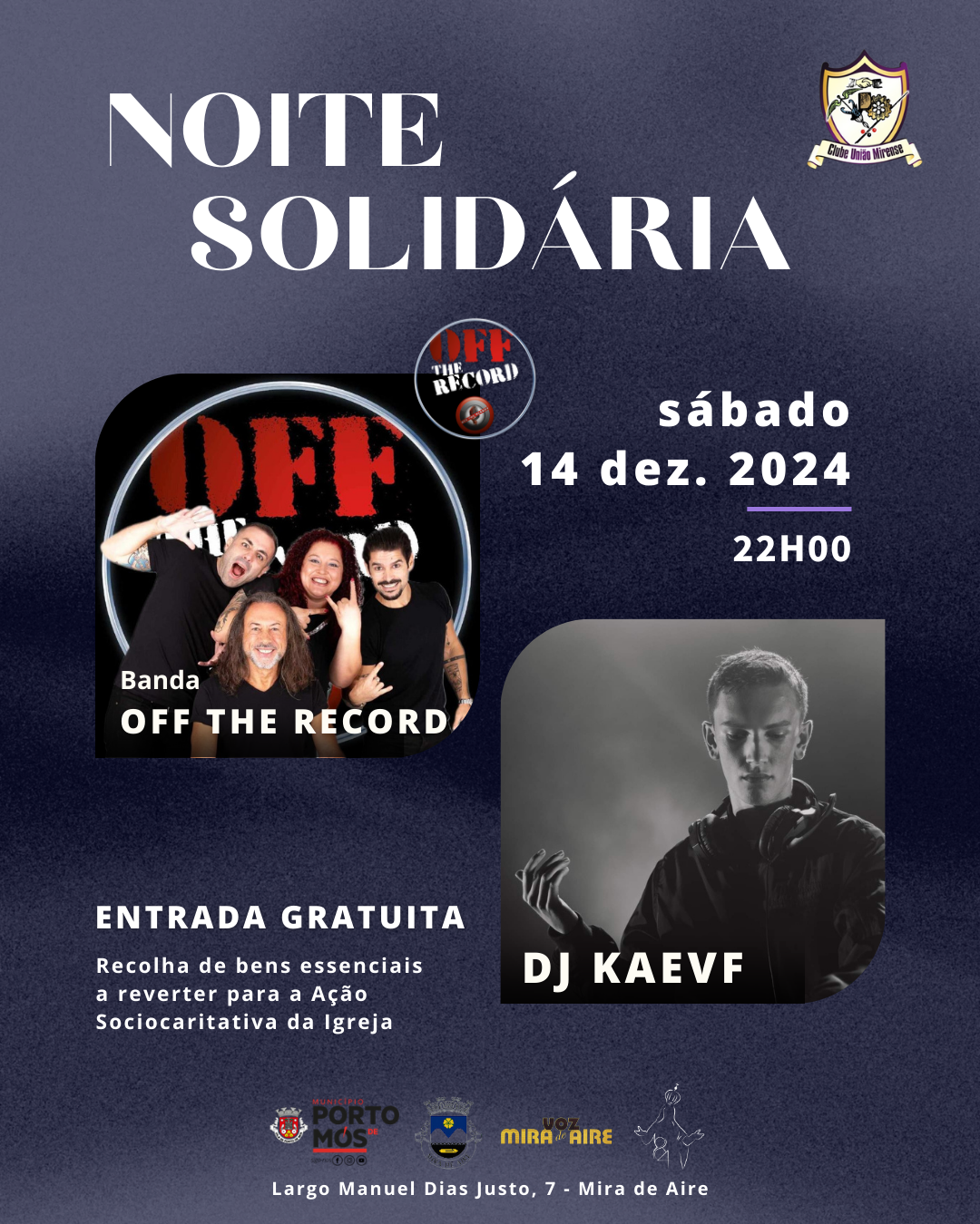 Música ao vivo "OFF THE RECORD" covers band e DJ KAEVF