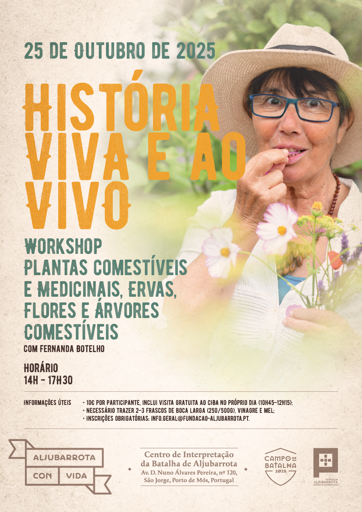 História Viva e ao Vivo - Workshop de Plantas Comestíveis e Medicinais, Ervas, Flores e Árvores C...
