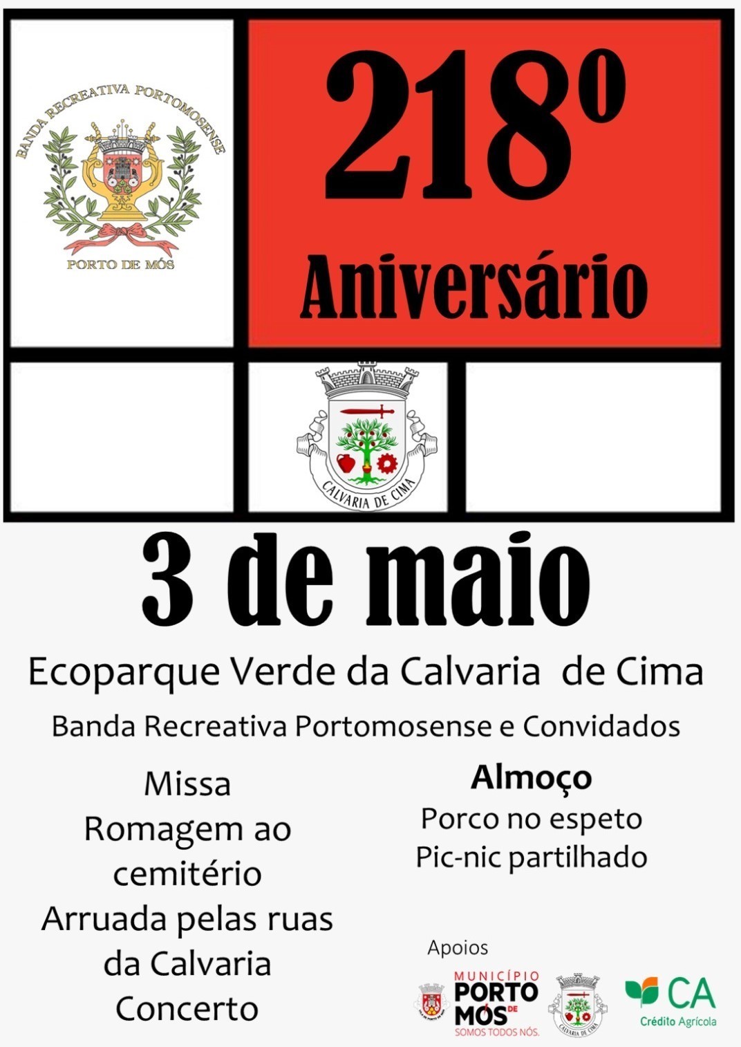 Comemoração do 218º aniversário da Banda Recreativa Portomosense